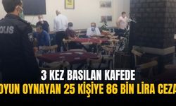 3 kez basılan kafede oyun oynayan 25 kişiye 86 bin lira ceza