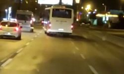 Bursa'da aksı kırılan otobüs ana yolda yan yan gitti!