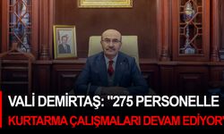 Vali Demirtaş: "275 personelle kurtarma çalışmaları devam ediyor"