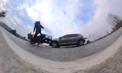 Aksiyon kamerasında; Motosiklet ile otomobil kazası!