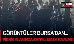 Görüntüler Bursa'dan... Piknik alanında satırlı masa kavgası