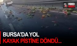 Bursa'da yol kayak pistine döndü...