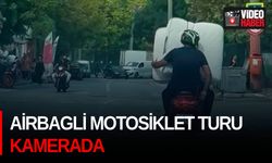 Airbagli motosiklet turu kamerada