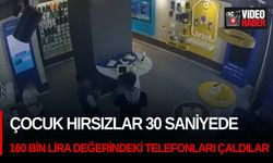 Çocuk hırsızlar 30 saniyede 160 bin lira değerindeki telefonları çaldılar