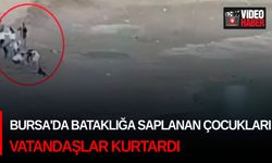 Bursa'da bataklığa saplanan çocukları vatandaşlar kurtardı