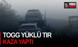 Togg yüklü tır kaza yaptı