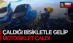 Çaldığı bisikletle gelip motosiklet çaldı