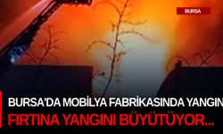 Bursa'da mobilya fabrikasında yangın! Fırtına yangını büyütüyor...