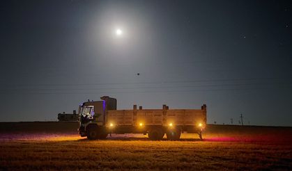 Gece ay ışığında saman işçiliği yaparak, günlük 500 lira kazanıyorlar!