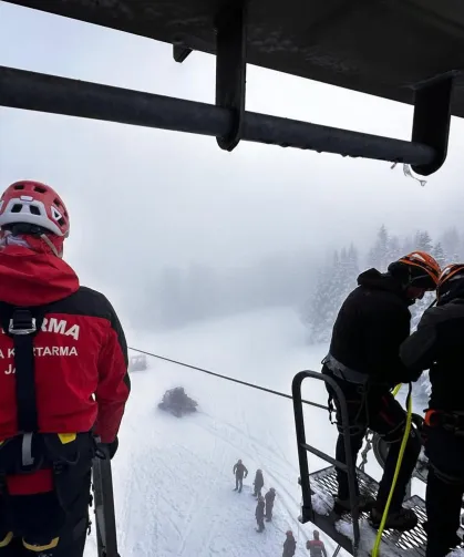 Bursa Jandarması ve AFAD'dan Uludağ'da teleferik tatbikatı