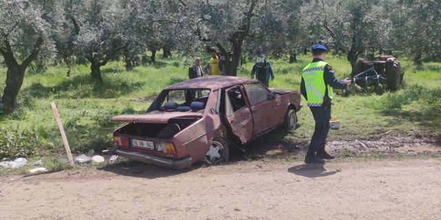 Otomobil zeytinliğe daldı: 2’si çocuk 4 yaralı!