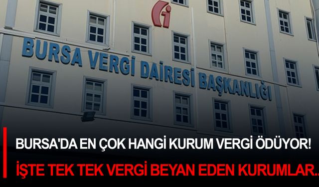 Bursa'da en çok hangi kurum vergi ödüyor! İşte tek tek vergi beyan eden kurumlar...