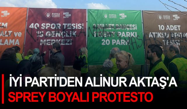 İYİ Parti'den Alinur Aktaş'a sprey boyalı protesto