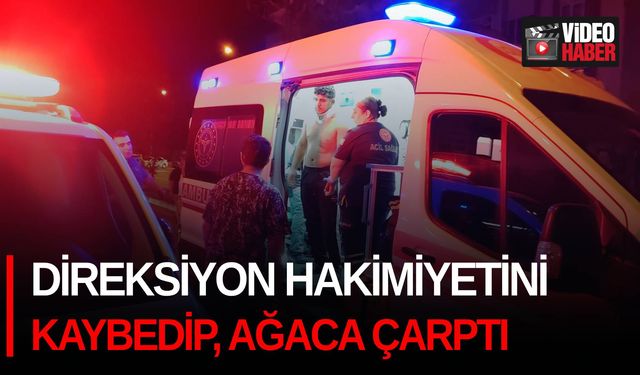 Direksiyon hakimiyetini kaybedip, ağaca çarptı