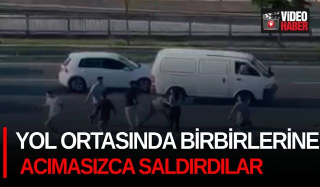 Yol ortasında birbirlerine acımasızca saldırdılar