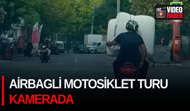 Airbagli motosiklet turu kamerada