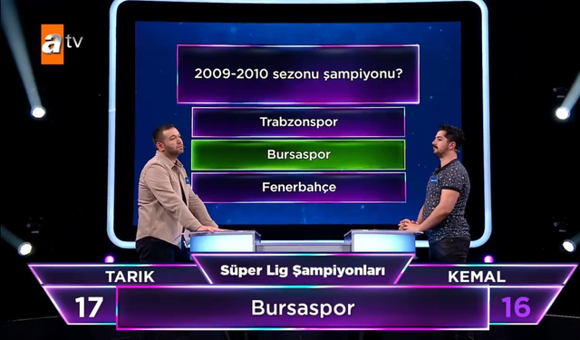 Bilgi yarışmasında Bursaspor sorusu soruldu