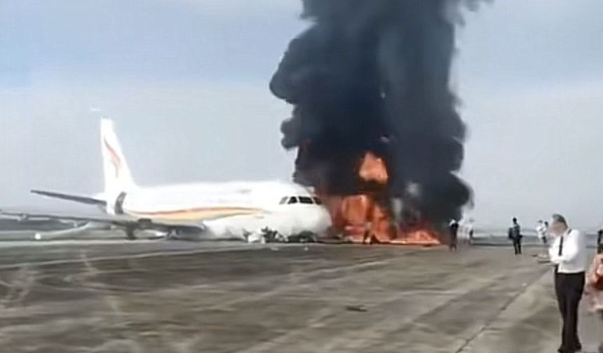 Çin’de 122 kişiyi taşıyan uçak pistte alev aldı!